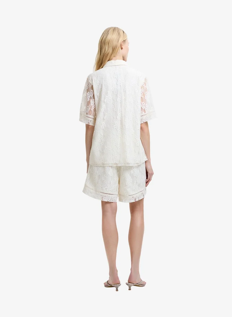 French Connection  Women's Porcelain Cream Zoe Lace Button Through Shirt for Women | Best Price UAE