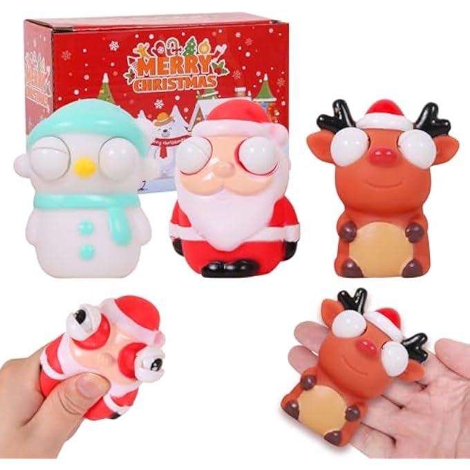 FauKait 3 Pack Christmas Squeeze Out Eyes Toys for Kids Boys Girls Toddlers Christmas Stocking Stuffers Party Favors Gifts (3pcs Christmas Squeeze Out Eyes Toys) - Image 1