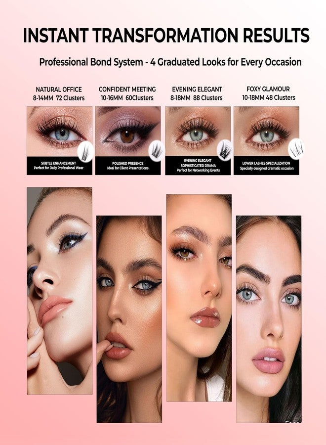 Dorisue Doruisue Volume Lash Clusters Kit 268PCS Professional 7-in-1 Complete System Individual Eyelashes Bond Seal Remover 3 Upper 1 Lower Dramatic False Lashes Extension Kit Tweezers - Image 3