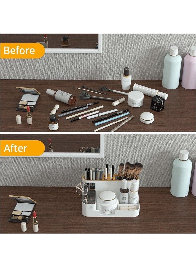 Desk Organizer, Desktop Organizer with Pencil Holders, Office Stationery Supplies Organizers,Sticky Note Tray,Paperclip Storage and Office Accessories Caddy Desktop, Marker Organizer. White - Image 4