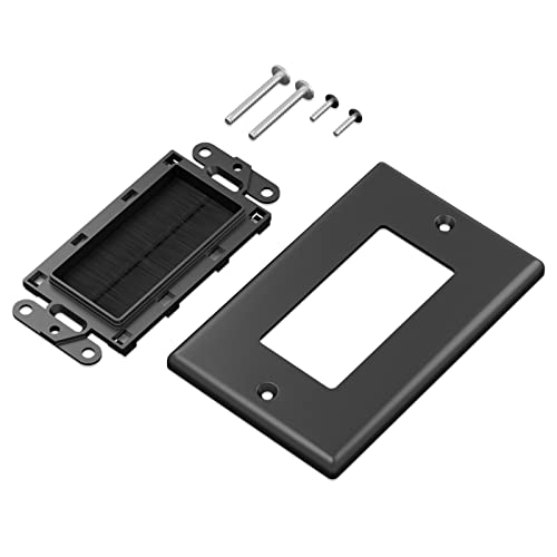Iwillink Brush Wall Plate (10 Pack), Cable Pass Through Insert for Wires, Single Gang Cable Access Strap, Wall Socket for HDTV, Home Theater Systems - Black - Image 4