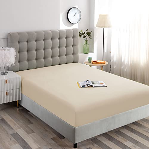 Ghooss Deep Pocket Fitted Sheet,Beige Queen Fitted Sheet Only,Hotel Luxury 1500 Bedding - Wrinkle, Fade and Stain Resistant-1 Pack,Beige,Queen - Image 4