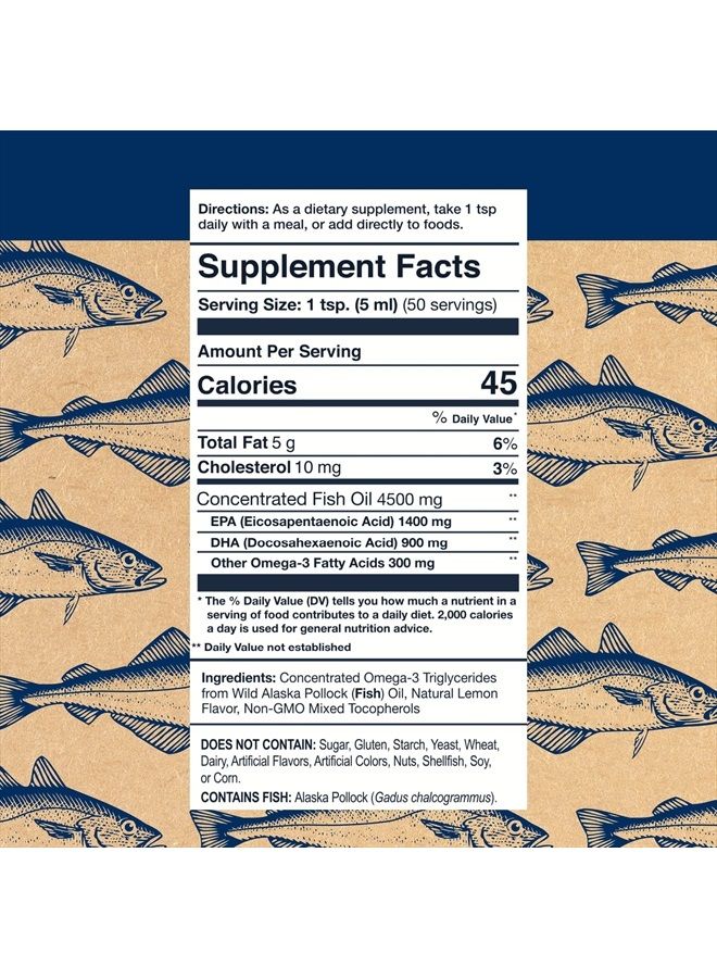 Wiley's Finest Wild Alaskan Fish Oil Peak Omega-3 Liquid Supplement - 2300mg EPA and DHA Omega-3s - Lemon Flavor - 8.45 Oz (50 Servings) - Image 2