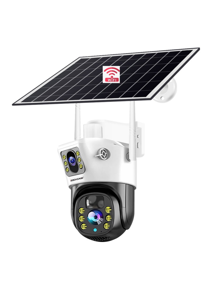 DOCKCASE 4.0MP Dual-Lens WIFI Indoor/Outdoor Security Solar Camera - Image 1