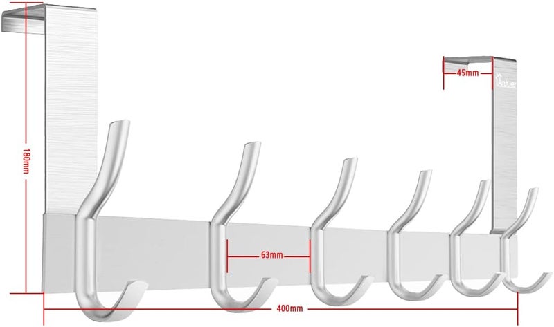 Anjuer Low dust buildup Door Coat Rack with 6 Hooks - Door Hooks for Hanging - Clothes Hook Door for Bathroom Door Hook Rail Modern Door Hanger All-round well-engineered practical build - Image 5