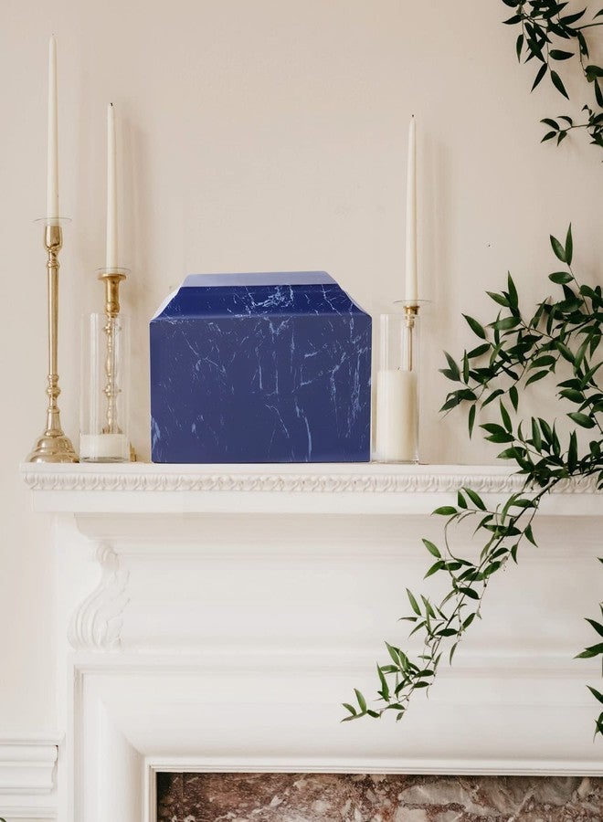 Yumt Blue Classic Cultured Marble Cremation Urn for Adult Ashes, Urn for Human Ashes, Adult Sized Memorial Urn for Ground Burial or Home Memorial - Image 4