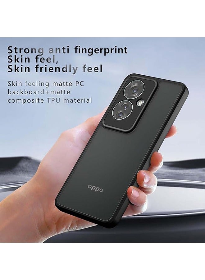 Case for Oppo Reno 11F 5G, Frosted Translucent Back Protective Slim Phone Cover, Anti-Fingerprints, Anti-Fall Drop Protection, TPU High Quality Material Shockproof Case (Black) - Image 4