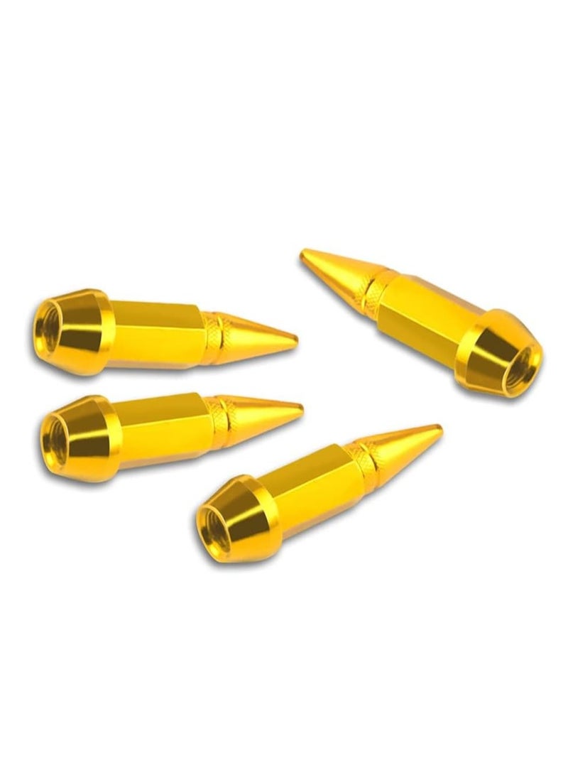 KASTWAVE 4 Pcs Car Wheel Tire Valve Caps, Spiked Aluminum Valve Stem Caps, Attractive Dustproof Car Accessories, Universal for Most Vehicles (Gold, 45mm) - Image 1
