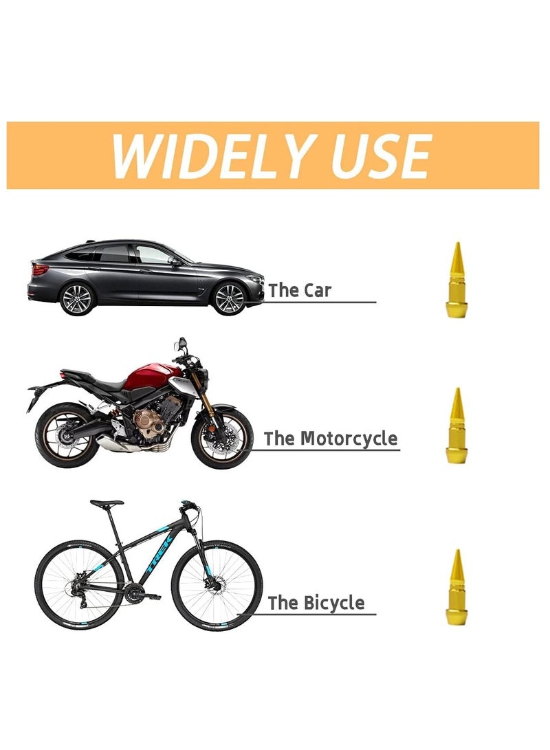 KASTWAVE 4 Pcs Car Wheel Tire Valve Caps, Spiked Aluminum Valve Stem Caps, Attractive Dustproof Car Accessories, Universal for Most Vehicles (Gold, 45mm) - Image 4