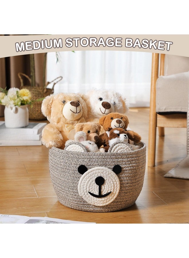 Zopeal Bear Basket 13" D x 9.5" H for Nursery Cotton Rope Woven Cute Storage Basket with Handles Animal Hamper for Baby Shower Laundry Bathroom Home Decorative - Image 4