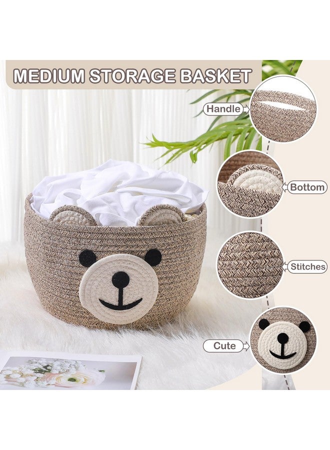 Zopeal Bear Basket 13" D x 9.5" H for Nursery Cotton Rope Woven Cute Storage Basket with Handles Animal Hamper for Baby Shower Laundry Bathroom Home Decorative - Image 3