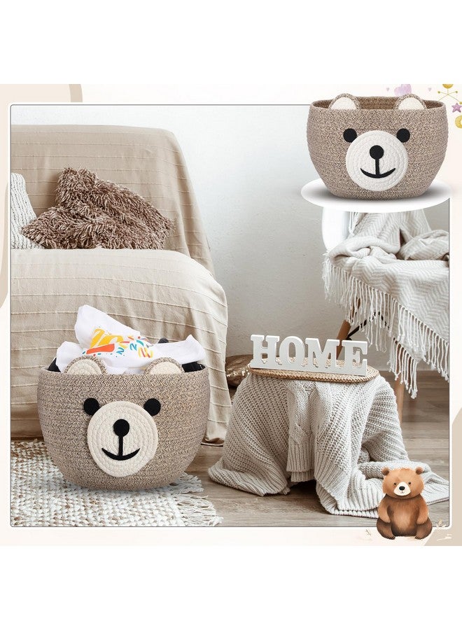 Zopeal Bear Basket 13" D x 9.5" H for Nursery Cotton Rope Woven Cute Storage Basket with Handles Animal Hamper for Baby Shower Laundry Bathroom Home Decorative - Image 5