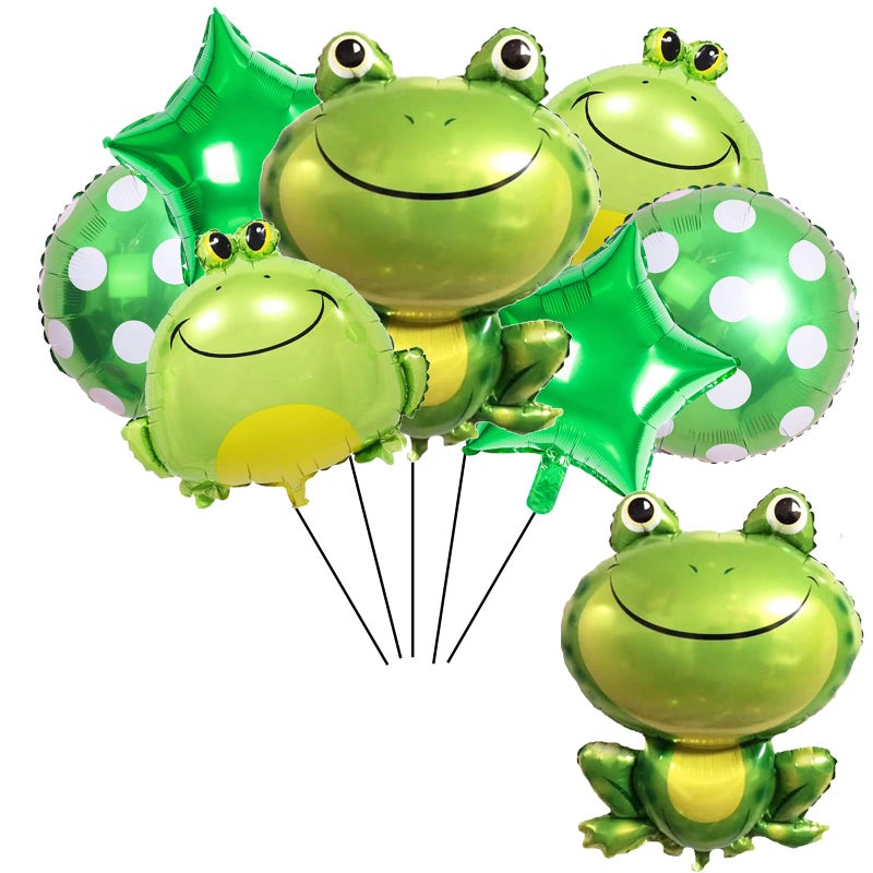 LYK 8PCS Frog Foil Balloons with 18inch star round Mylar Balloons for Kids Frog Themed Party Children Birthday Party Baby Shower Party Decorations - Image 3