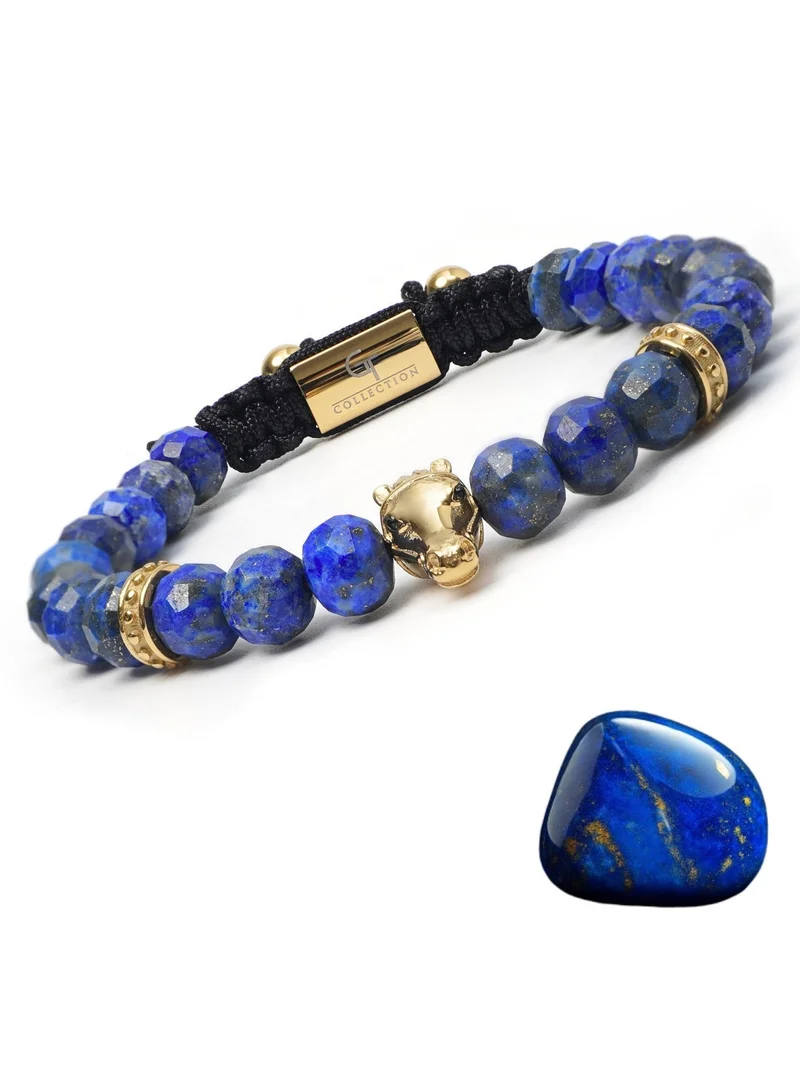 Lunnora blue Lapis Lazuli Natural Stone Bead Bracelet with Golden Arabian Horse – Bracelet for Men, Men’s Bracelet, Gifts for Men, Bracelets for Men – 100% Natural, Adjustable One Size Fits All for Men | Best Price UAE