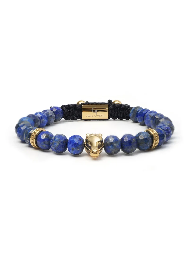 Lunnora blue Lapis Lazuli Natural Stone Bead Bracelet with Golden Arabian Horse – Bracelet for Men, Men’s Bracelet, Gifts for Men, Bracelets for Men – 100% Natural, Adjustable One Size Fits All for Men | Best Price UAE