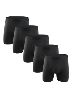 GUDOO 5 Pack Mens Trunks Underwear Cotton Boxer Briefs Short Leg Comfortable Underpants Black  - Image 1