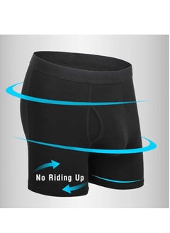 GUDOO 5 Pack Mens Trunks Underwear Cotton Boxer Briefs Short Leg Comfortable Underpants Black  - Image 2