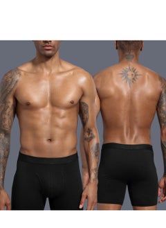 GUDOO 5 Pack Mens Trunks Underwear Cotton Boxer Briefs Short Leg Comfortable Underpants Black  - Image 4