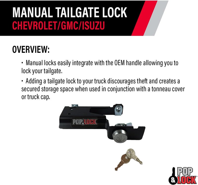 Pop & Lock PL1600 Black Manual Tailgate Lock for Chevy/GMC/Isuzu - Image 4