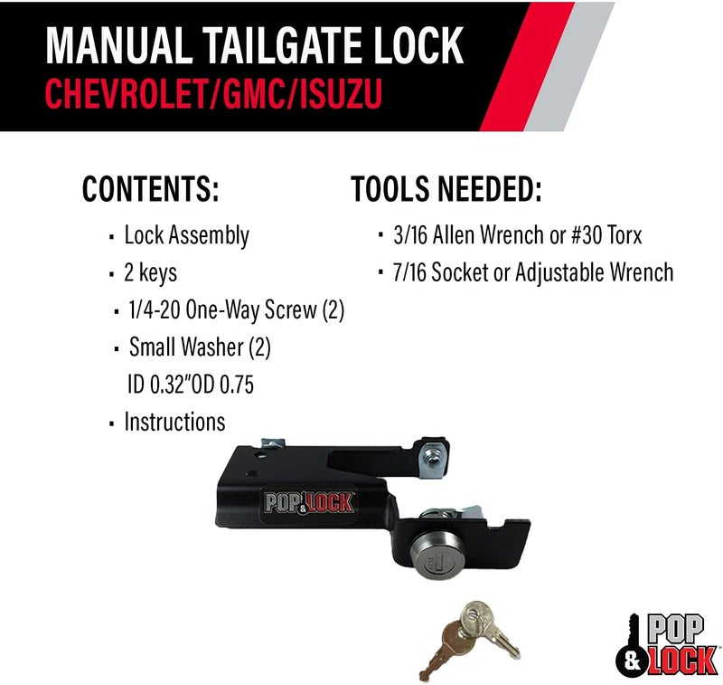 Pop & Lock PL1600 Black Manual Tailgate Lock for Chevy/GMC/Isuzu - Image 5