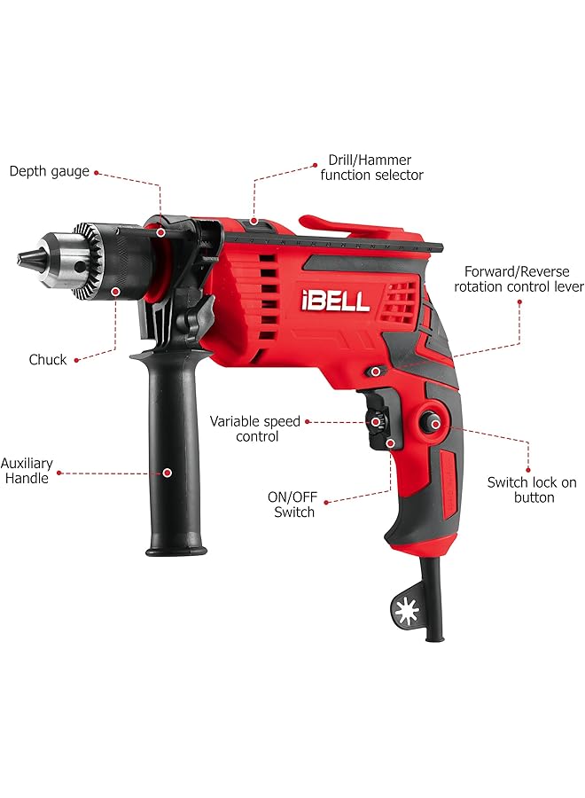 iBELL Professional Tool Kit With Impact Drill Td13 85 650W Copper Armature Chuck 13Mm Keyless Auto 59 Home Essential Tools Accessories - Image 2