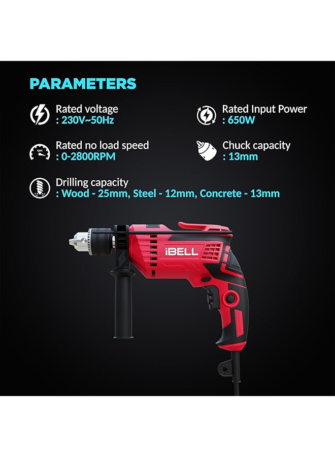 iBELL Professional Tool Kit With Impact Drill Td13 85 650W Copper Armature Chuck 13Mm Keyless Auto 59 Home Essential Tools Accessories - Image 4