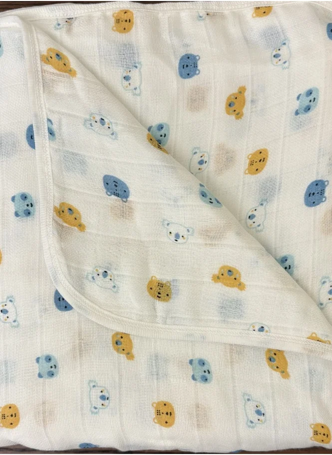 TUMMY TUMMY Bear Printed Organic Muslin Baby Essential Blanket