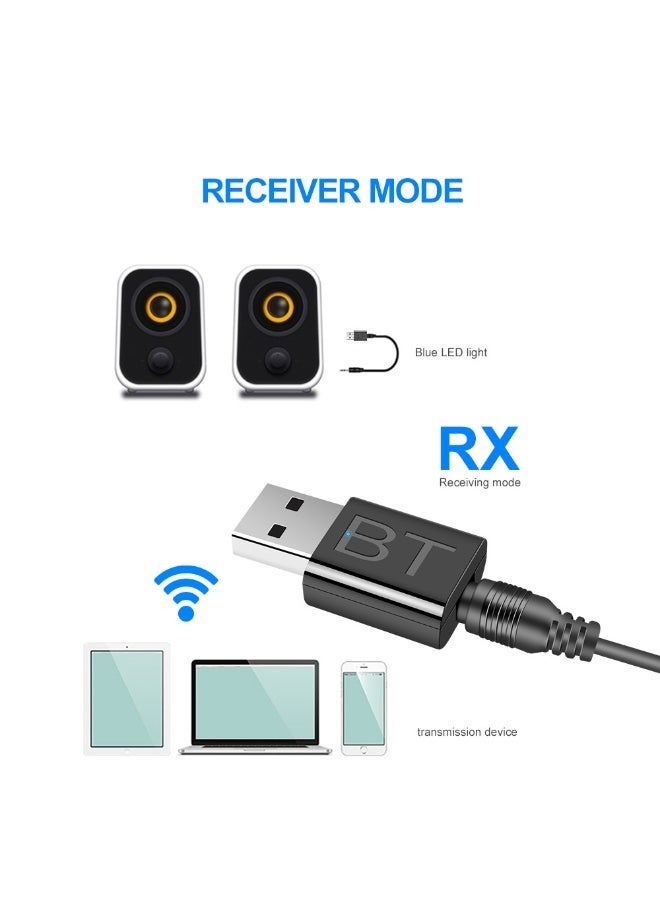 محول جهاز استقبال الصوت بلوتوث USB 2 في 1 ، بث الموسيقى اللاسلكي لستيريو السيارة ، مكبرات الصوت المحمولة للنظام المنزلي مع كابل 3.5 مم - Image 4