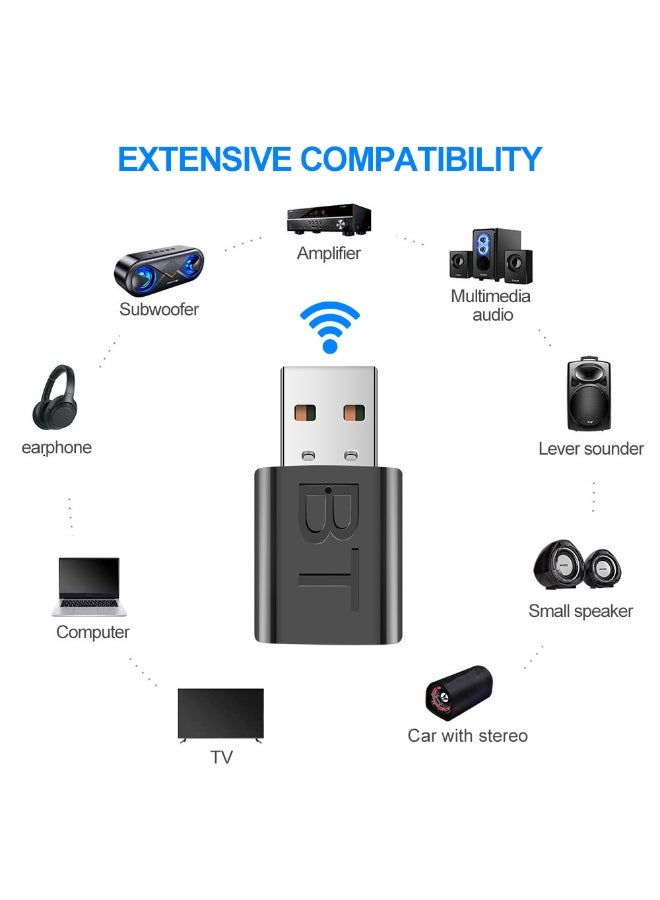 محول جهاز استقبال الصوت بلوتوث USB 2 في 1 ، بث الموسيقى اللاسلكي لستيريو السيارة ، مكبرات الصوت المحمولة للنظام المنزلي مع كابل 3.5 مم - Image 2