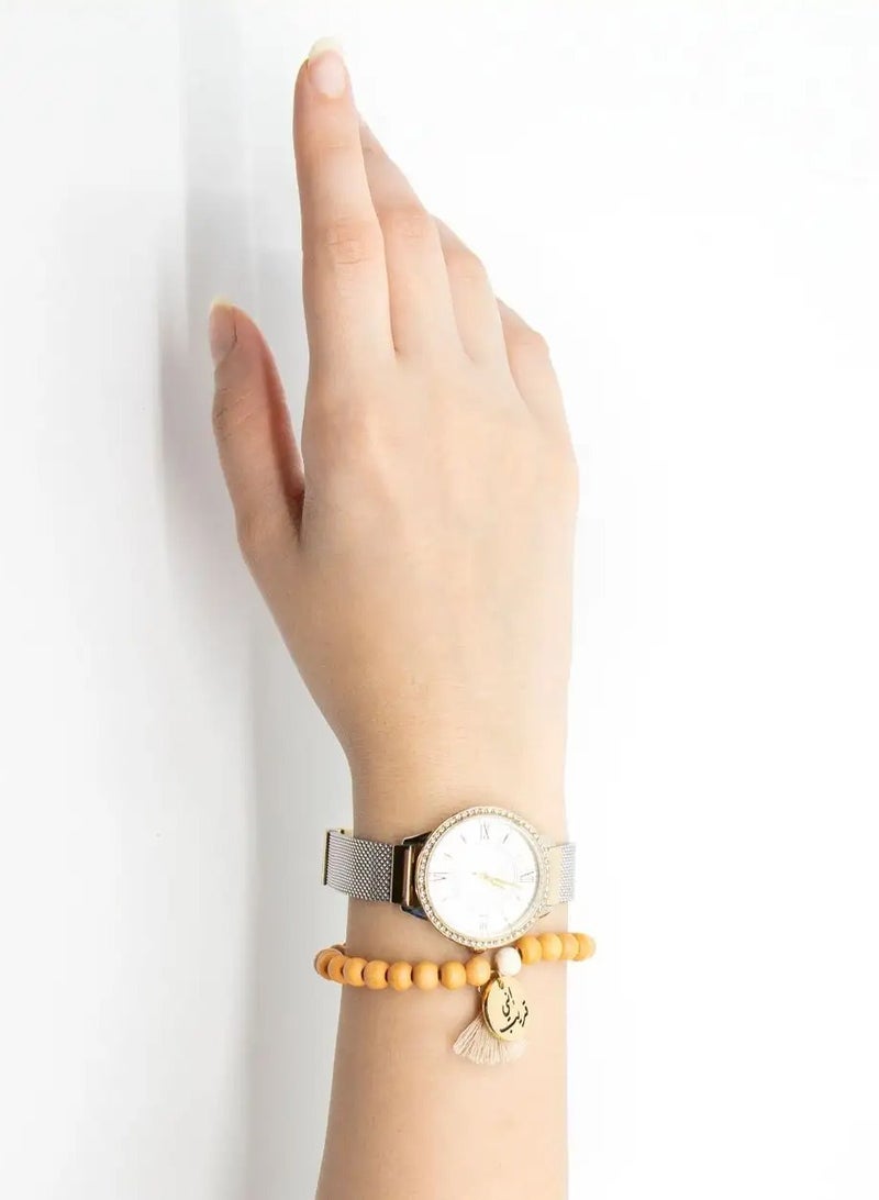 أم أم أيه من معدن الإنسان سبحة وسوار إني قريب المكونة من الأحجار الكريمة مع قلادة مطلية بالذهب عيار 18 قيراط - Image 4