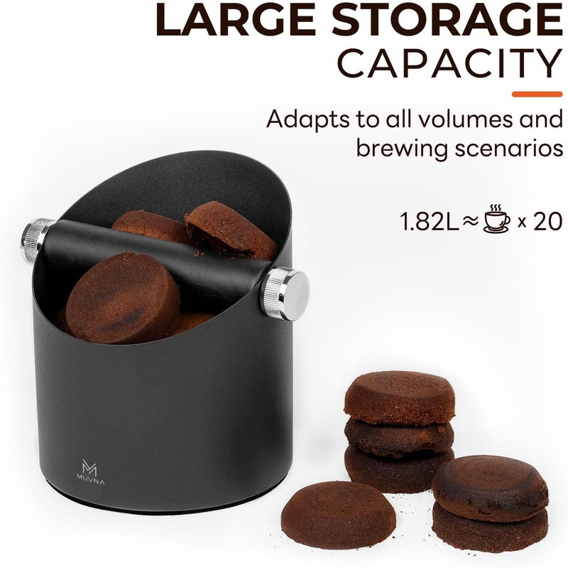 muvna Espresso Knock Box, Coffee Grounds Knock Box with Removable Knocking Rod Shock, Espresso Accessories Coffee Grounds Disposal Box, Non-slip Base(Seed Black) - Image 2