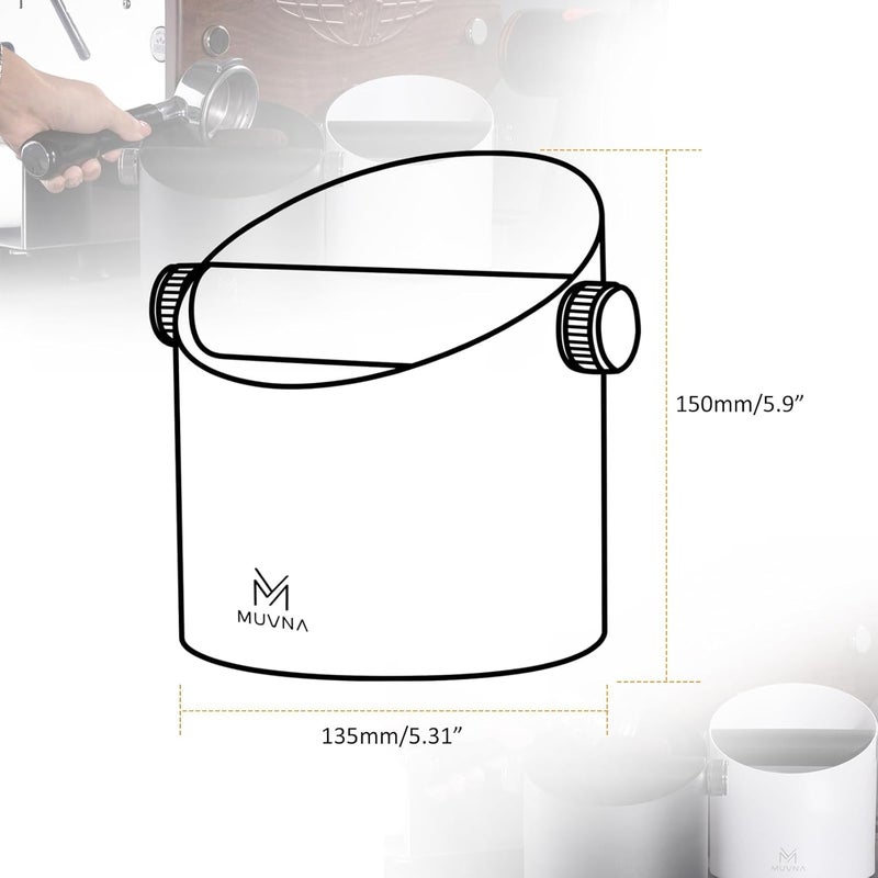 muvna Espresso Knock Box, Coffee Grounds Knock Box with Removable Knocking Rod Shock, Espresso Accessories Coffee Grounds Disposal Box, Non-slip Base(Seed Black) - Image 5