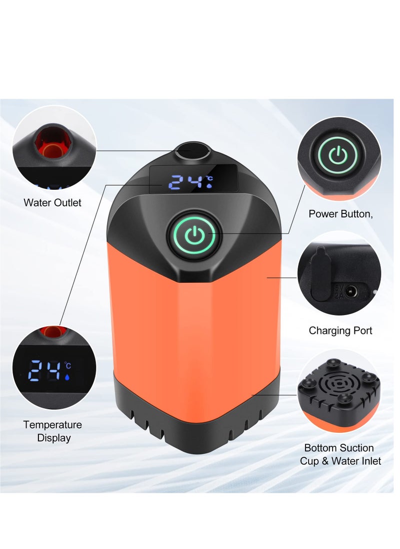Arabest Portable Camp Shower, Camping Shower Pump with 4400mah USB Rechargeable Batteries, Carryable Temperature Display Shower for Camping, Hiking, Traveling  - Image 2