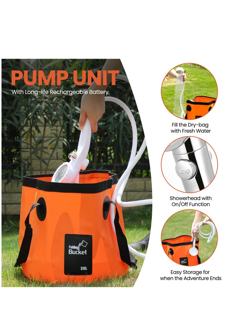 Arabest Portable Camp Shower, Camping Shower Pump with 4400mah USB Rechargeable Batteries, Carryable Temperature Display Shower for Camping, Hiking, Traveling  - Image 3
