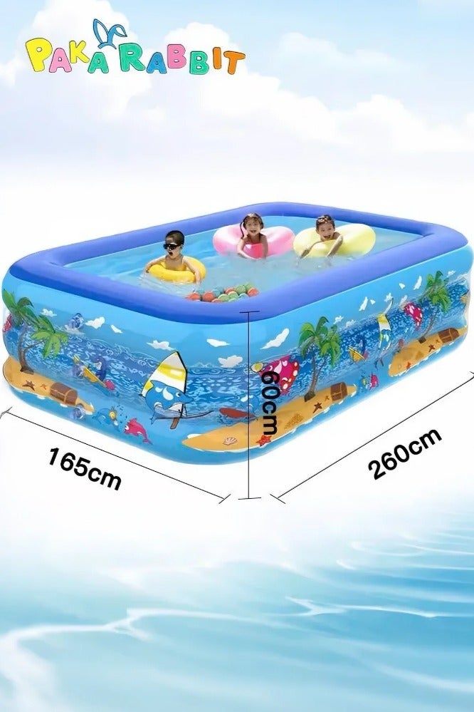 Paka Rabbit 260*165*58CM Inflatable pool, thickened family toddler swimming pool, outdoor, garden, backyard, summer water party children's adult inflatable swimming pool - Image 1