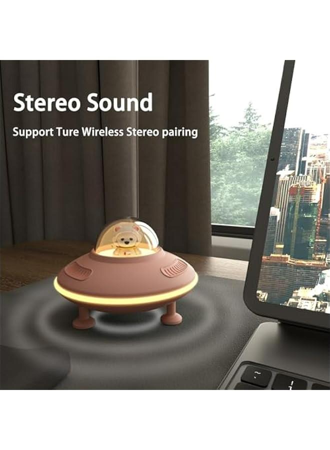 Pink Room Decor Bluetooth Speaker with Night Light, Small Speaker LED Bluetooth 5.4 USB TF Card AUX, Birthday Gifts Women Teen Girls  - Image 4