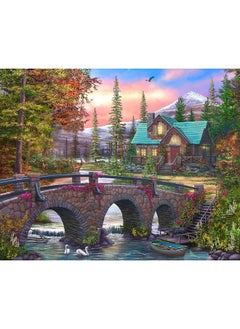 Springbok Springbok's Mountain Home Sunrise 1000 Piece Puzzle for Adults is a Soothing Image of a Mountain Cabin Retreat  - Image 1