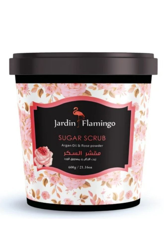 Jardin Flamingo - sugar scrub with argan oil and rose powder 600 g - Image 1