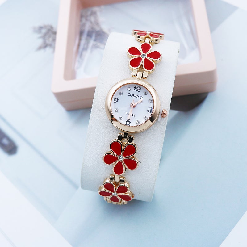 Live Internet Red Watch Cross-border Bracelet Watch Wholesale Korean Style Daisy Simple Digital Quartz Watch Female Student Watch Red