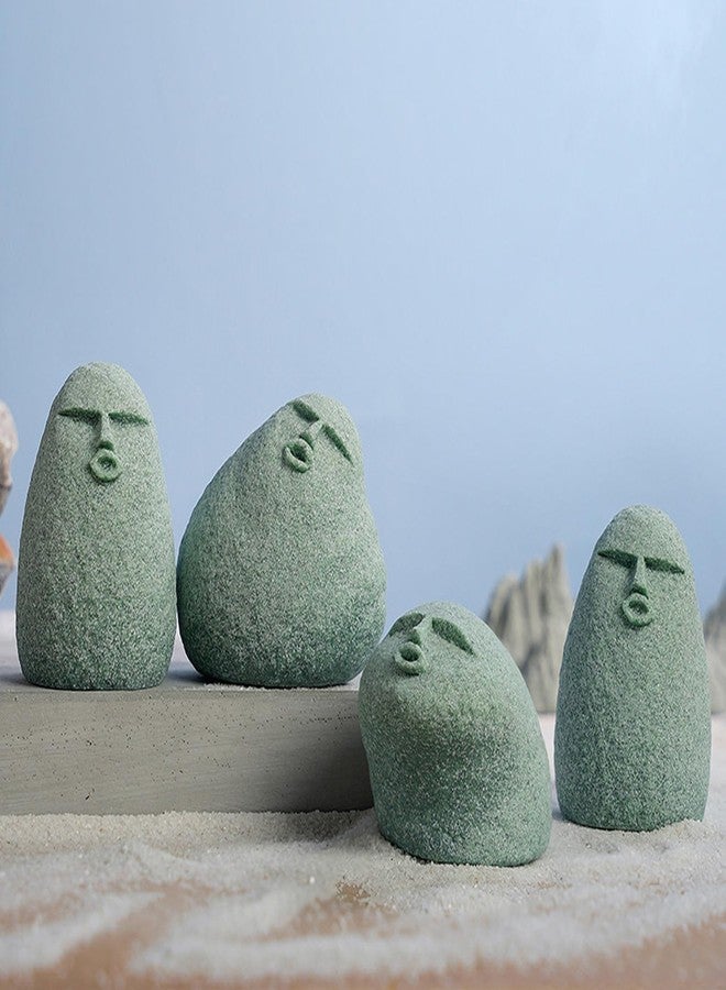 Daisylily Cute Stone Primitive Man Figurine: Funny Stoneman Statue for Outdoor Decor, Carving Face Garden Home Decoration Fish Tank Ornament - Stone Man C - Image 2