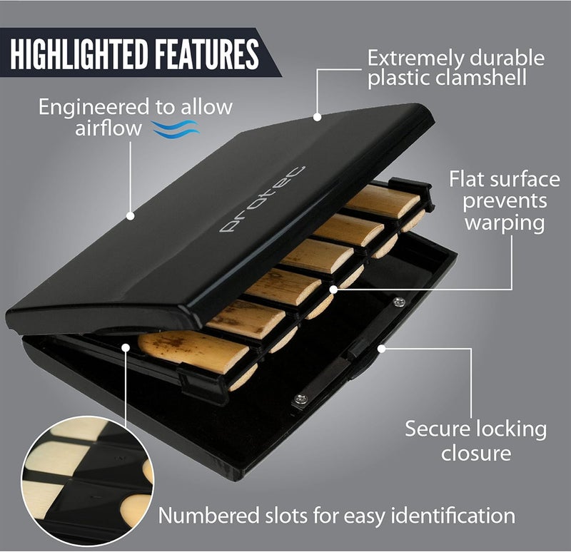 ProTec Bb Clarinet Reed Case for 12 Reeds (Opaque Black), Model A250 - Image 5