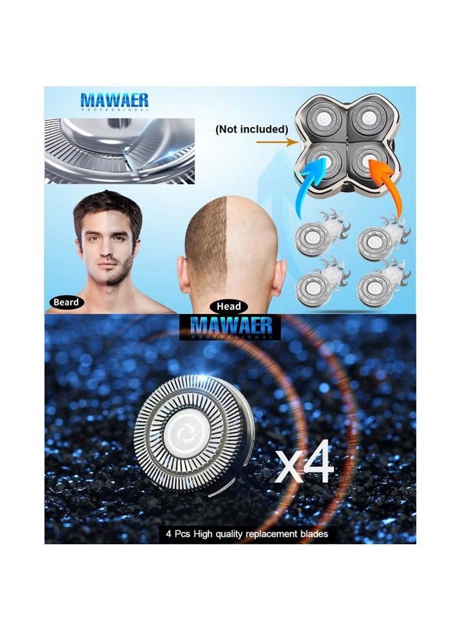 MAWAER 4 قطع شفرات استبدال ماكينة حلاقة الرأس لسلسلة Skull Shaver Pitbull 4 رؤوس وسلسلة 3 رؤوس - Image 2