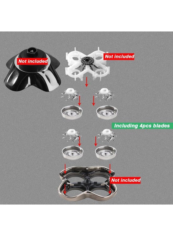 MAWAER 4 قطع شفرات استبدال ماكينة حلاقة الرأس لسلسلة Skull Shaver Pitbull 4 رؤوس وسلسلة 3 رؤوس - Image 4