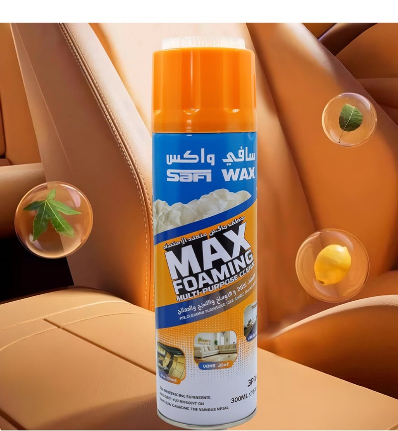 SAFI WAX Max Foaming Multi Purpose Cleaner Spray 500ML 3 Pack Rich Foam Multi Surface Cleaning Foam for Car Interior Dashboard Upholstery Fabric Leather Vinyl Plastic Kitchen Bathroom Home Office Grease Dirt Stain Remover Easy Spray Wipe - Image 2