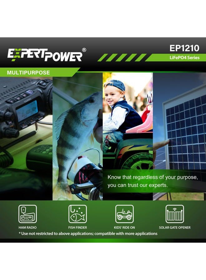 ExpertPower 12V 10Ah Lithium LiFePO4 Deep Cycle Rechargeable Battery | 2500-7000 Life Cycles & 10-Year Lifetime | Built-in BMS - Image 3