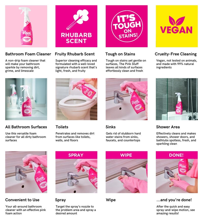 Stardrops - The Pink Stuff - The Miracle Bathroom Foam Cleaner 750ml 3-Pack Bundle (3 Bathroom Foam Spray) - Image 3