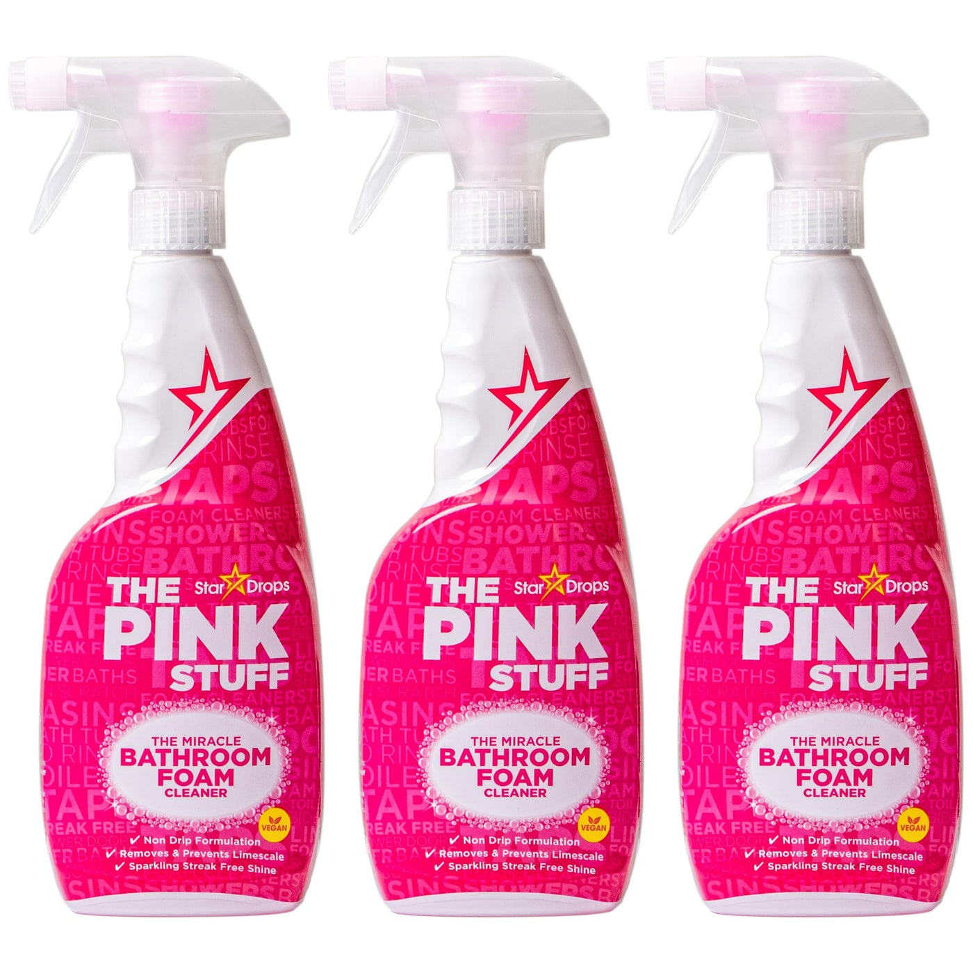 Stardrops - The Pink Stuff - The Miracle Bathroom Foam Cleaner 750ml 3-Pack Bundle (3 Bathroom Foam Spray)