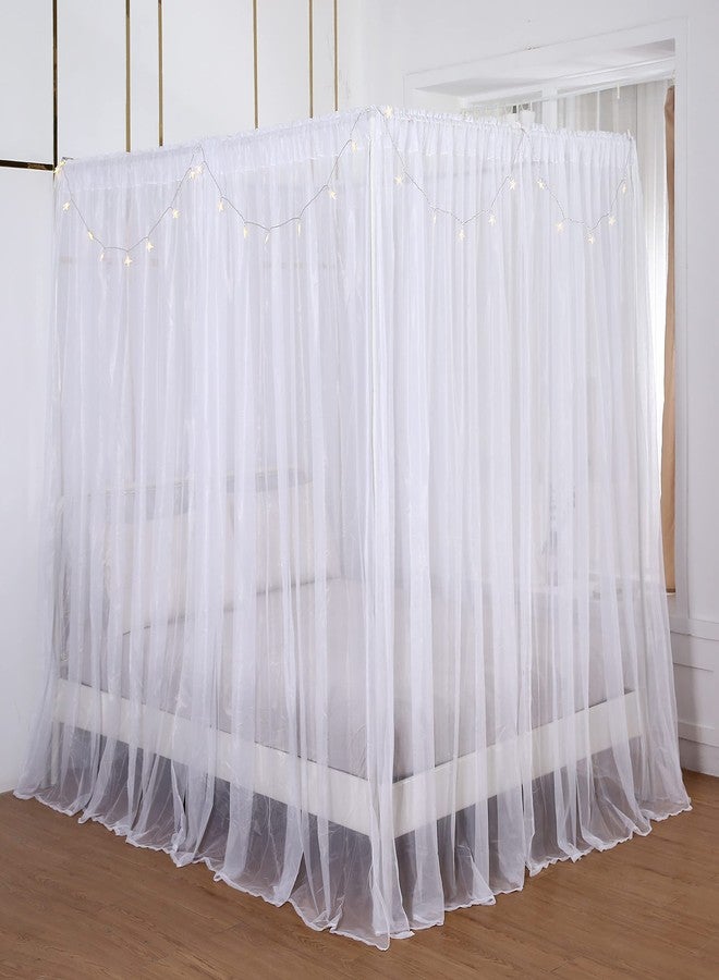 Akiky Princess Canopy Bed Curtains Bed Canopy Curtains with Lights for Queen Size Bed Drapes,8 Panels Canopies with Lights,Room Décor (Full/Queen, White) - Image 5