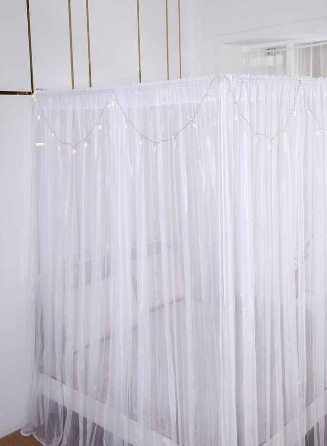 Akiky Princess Canopy Bed Curtains Bed Canopy Curtains with Lights for Queen Size Bed Drapes,8 Panels Canopies with Lights,Room Décor (Full/Queen, White) - Image 2