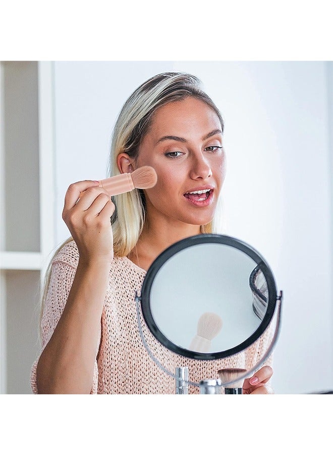 مجموعة فرش مكياج صغيرة 4 في 1، مجموعة فرش مكياج محمولة للسفر كاملة الوظائف، قابلة للسحب لمزج بودرة الأساس وظلال العيون (وردي) - Image 3